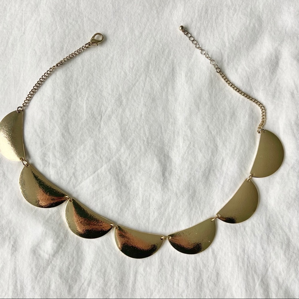 Charming Charlie Gold Scalloped Statement Necklace